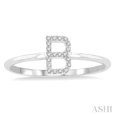1/20 Ctw Initial 'B' Round Cut Diamond Fashion Ring in 10K White Gold